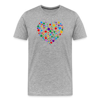Colourful Polka Dot Heart – Bright Spotty Dotted  - Men's Premium Organic T-Shirt - heather grey - Front - Damien (186cm)