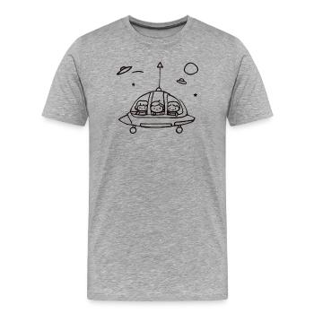 Small UFO crew in space - Men's Premium Organic T-Shirt - heather grey - Front - Damien (186cm)