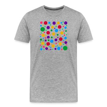 Colourful Polka Dot Pattern – Bright Spotty Dotted - Men's Premium Organic T-Shirt - heather grey - Front - Damien (186cm)