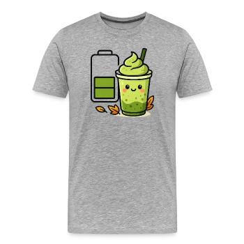 Matcha iced Latte Akku loading  - Männer Premium Bio T-Shirt - Grau meliert - Vorne - Damien (186cm)