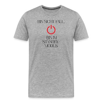 Nicht faul Standby modus Powerbutton  - Männer Premium Bio T-Shirt - Grau meliert - Vorne - Damien (186cm)