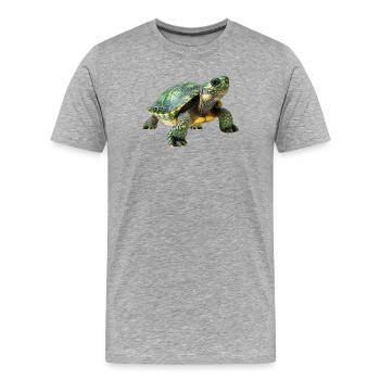 Grün Gelb Schildkröte Muster - Männer Premium Bio T-Shirt - Grau meliert - Vorne - Damien (186cm)