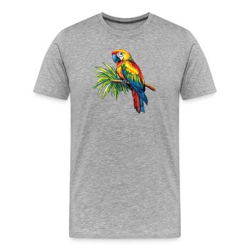 Bunter Papagei auf Zweig - Männer Premium Bio T-Shirt - Grau meliert - Vorne - Damien (186cm)