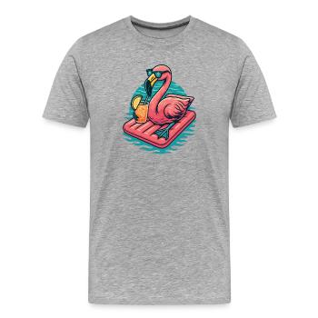 Flamingo Beach Lounging Vibe - Men's Premium Organic T-Shirt - heather grey - Front - Damien (186cm)