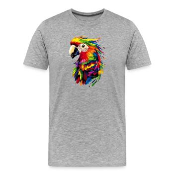 Perroquet Ara Perruche Cacatoès Amoureux des perroquets - T-shirt bio Premium Homme - gris chiné - Devant - Damien (186cm)