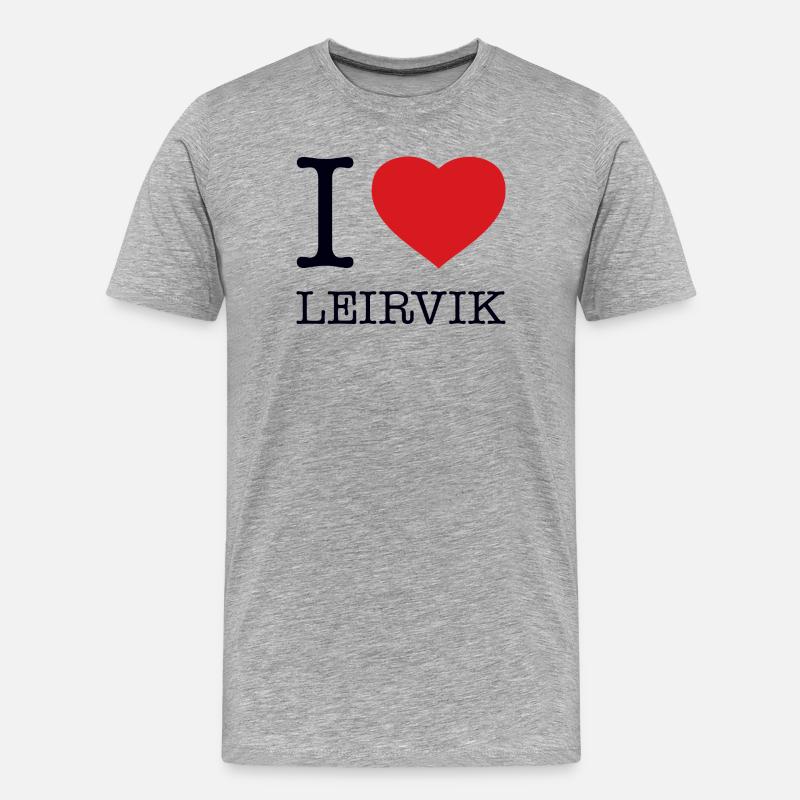 I love Leirvik - Männer Premium Bio T-Shirt - Grau meliert