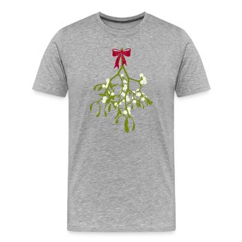 Mistelzweig mit rotem Band - Weihnachtsdekoration - Männer Premium Bio T-Shirt - Grau meliert - Vorne - Damien (186cm)