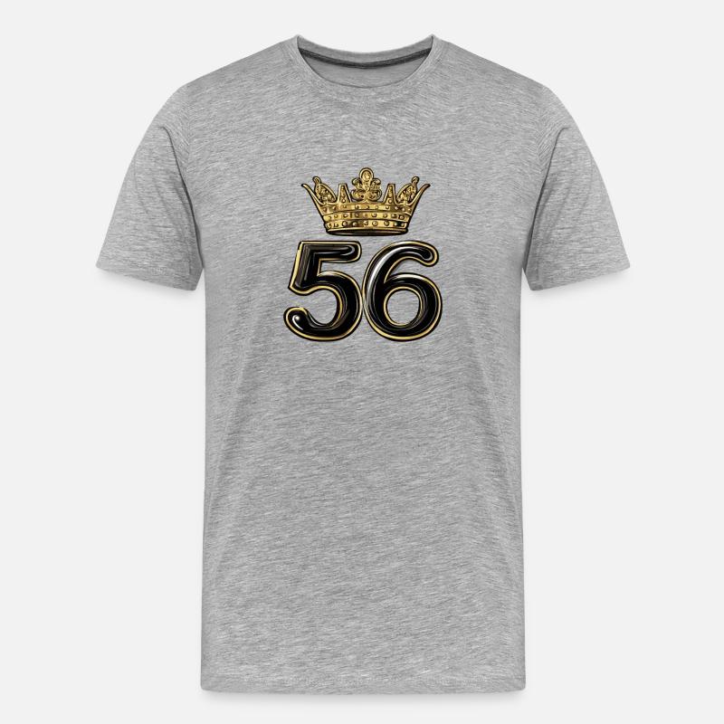 56 Zahl Krone - Männer Premium Bio T-Shirt - Grau meliert