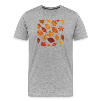 Herbstblatt Muster - Männer Premium Bio T-Shirt - Grau meliert - Vorne - Damien (186cm)