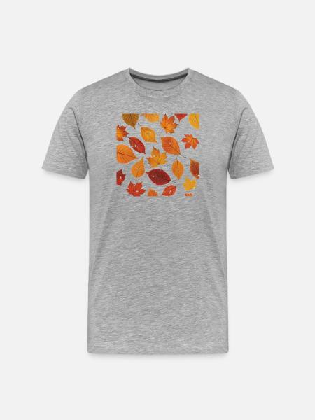 Autumn Leaf Pattern - Men's Premium Organic T-Shirt - heather grey