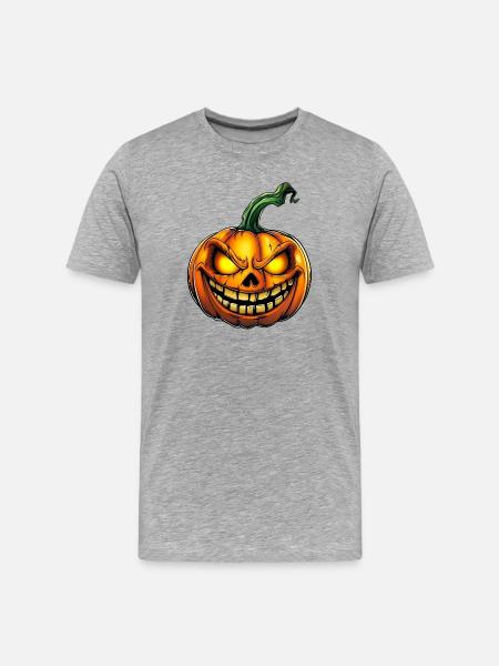 creepy Halloween pumpkin :) - Men's Premium Organic T-Shirt - heather grey