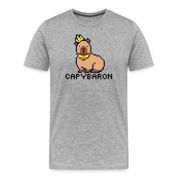 Capybaron PixelArt - T-shirt bio Premium Homme - gris chiné - Devant - Damien (186cm)