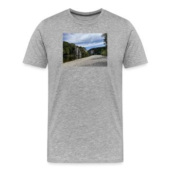 Rivière Kelheim Falaises Paysage Gorges du Danube - T-shirt bio Premium Homme - gris chiné - Devant - Damien (186cm)