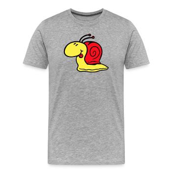 Schnecke frech Zunge rausstrecken schnell klein - Männer Premium Bio T-Shirt - Grau meliert - Vorne - Damien (186cm)
