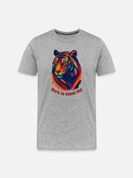 Geometric Pop Art Tiger - Men's Premium Organic T-Shirt - heather grey