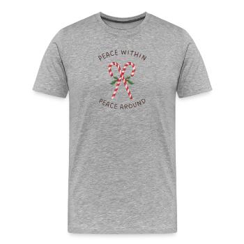 Zuckerstangen Mistelzweig – Peace Within Around - Männer Premium Bio T-Shirt - Grau meliert - Vorne - Damien (186cm)