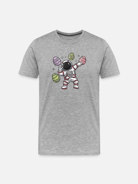 Astronaut Easter Egg Dance in Space - Men's Premium Organic T-Shirt - heather grey