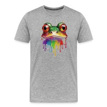 Farbklecks Froschporträt - Männer Premium Bio T-Shirt - Grau meliert - Vorne - Damien (186cm)
