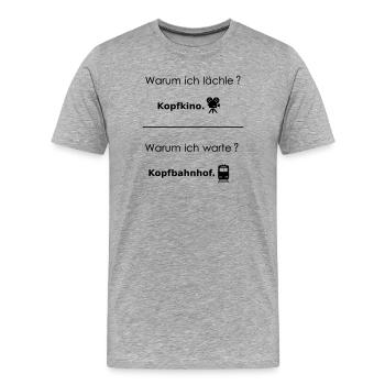 Kopfkino terminus station - Men's Premium Organic T-Shirt - heather grey - Front - Damien (186cm)