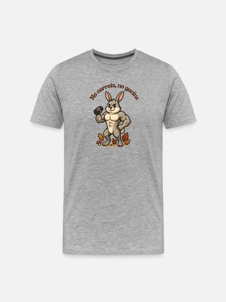 Muscle bunny: No carrots, no play - Men's Premium Organic T-Shirt - heather grey