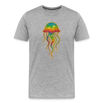 Rainbow Glitter Jellyfish - Men's Premium Organic T-Shirt - heather grey - Front - Damien (186cm)