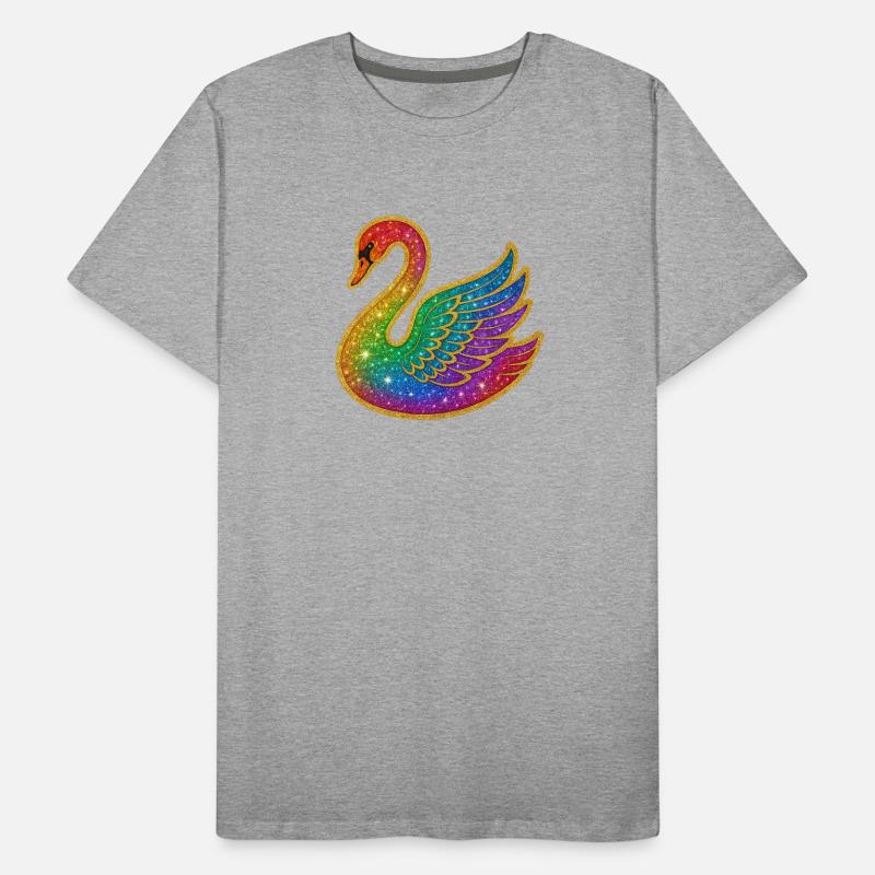 Regenbogen Glitzer Schwan Männer Premium Bio T-Shirt