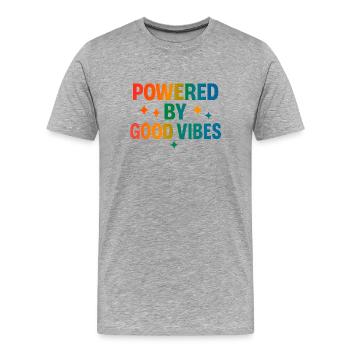 Propulsé par la positivité - T-shirt bio Premium Homme - gris chiné - Devant - Damien (186cm)