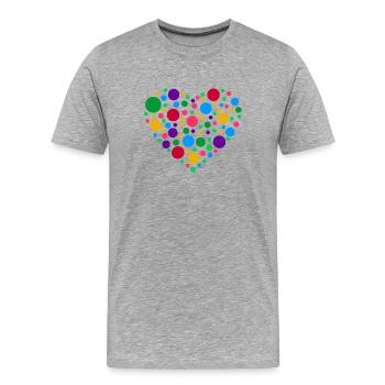 Fleckiges Herz-Punkte-T-Shirt - Männer Premium Bio T-Shirt - Grau meliert - Vorne - Damien (186cm)