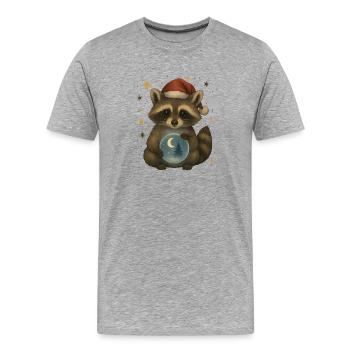 Christmas raccoon with snow globe - Men's Premium Organic T-Shirt - heather grey - Front - Damien (186cm)