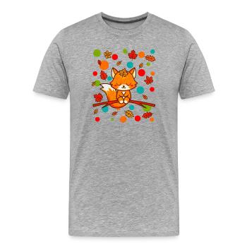 T-shirt renard tacheté – Dotted Autumn Cute Animal - T-shirt bio Premium Homme - gris chiné - Devant - Damien (186cm)