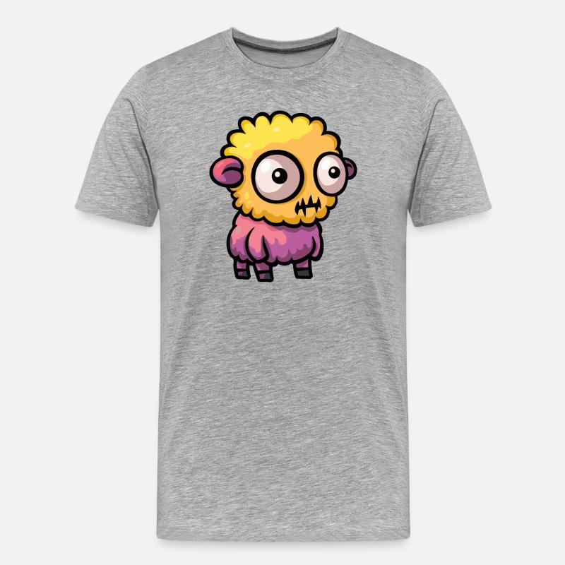 Schaf Halloween Comic Zombie - Männer Premium Bio T-Shirt - Grau meliert