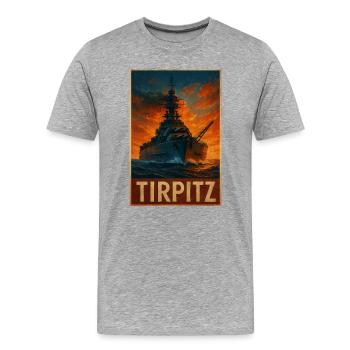 Tirpitz in der Dämmerung Marine-Poster - Männer Premium Bio T-Shirt - Grau meliert - Vorne - Damien (186cm)