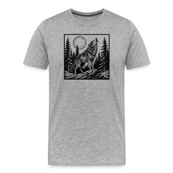 howling wolf - Men's Premium Organic T-Shirt - heather grey - Front - Damien (186cm)