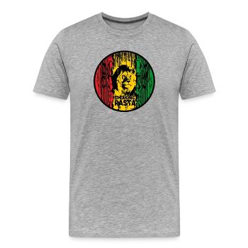 Löwe Rasta Farbkreis - Männer Premium Bio T-Shirt - Grau meliert - Vorne - Damien (186cm)