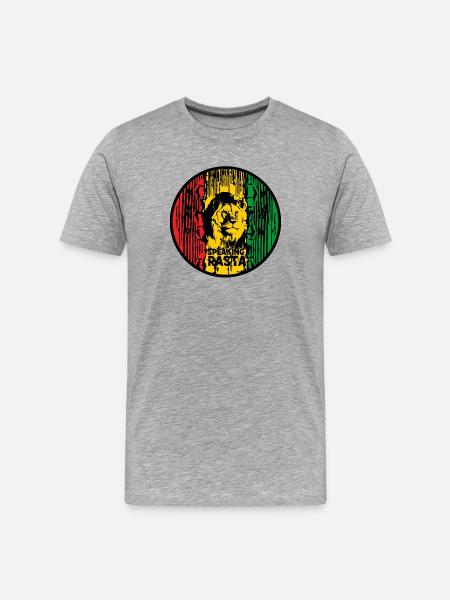 Löwe Rasta Farbkreis - Männer Premium Bio T-Shirt - Grau meliert