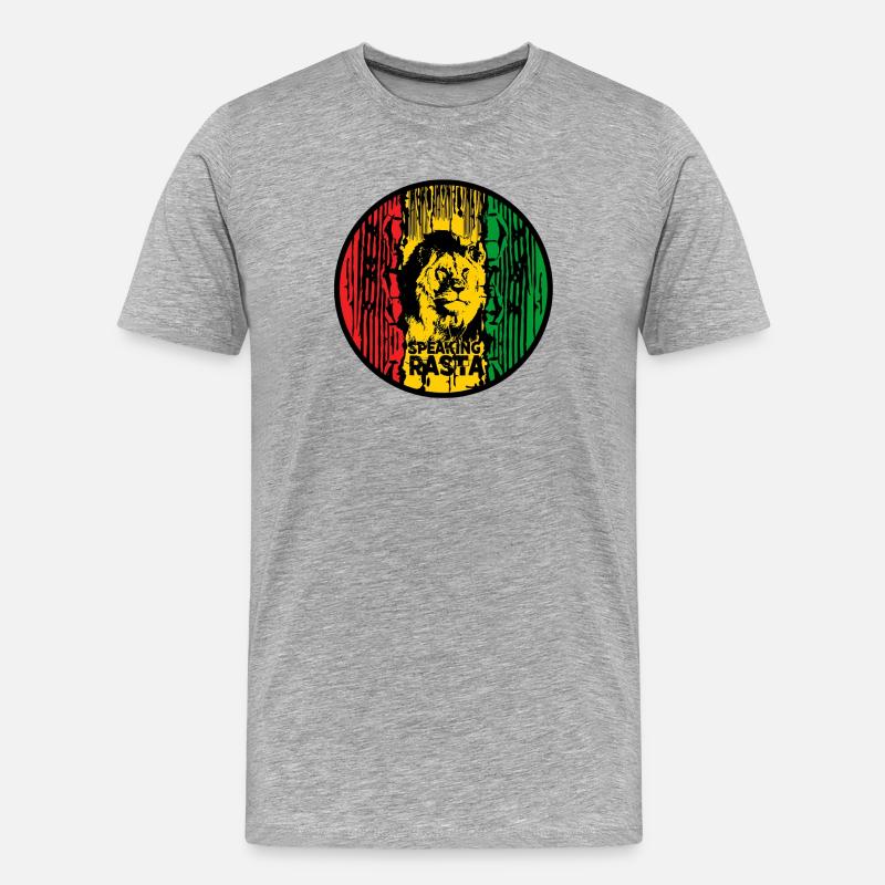Löwe Rasta Farbkreis - Männer Premium Bio T-Shirt - Grau meliert
