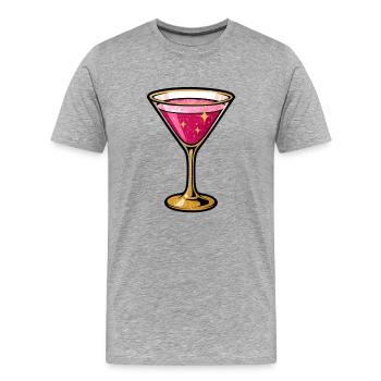 Glitzer Pink Cocktailglas Illustration - Männer Premium Bio T-Shirt - Grau meliert - Vorne - Damien (186cm)