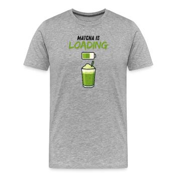 grüner Smoothie Matcha Tasse Becher Getränke  - Männer Premium Bio T-Shirt - Grau meliert - Vorne - Damien (186cm)
