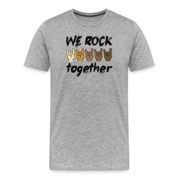 Nous nous côtoyons Diversité Inclusion Cohésion - T-shirt bio Premium Homme - gris chiné - Devant - Damien (186cm)