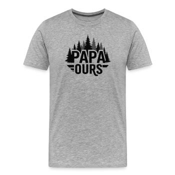 Papa Ourse Foret Silhouette - Männer Premium Bio T-Shirt - Grau meliert - Vorne - Damien (186cm)