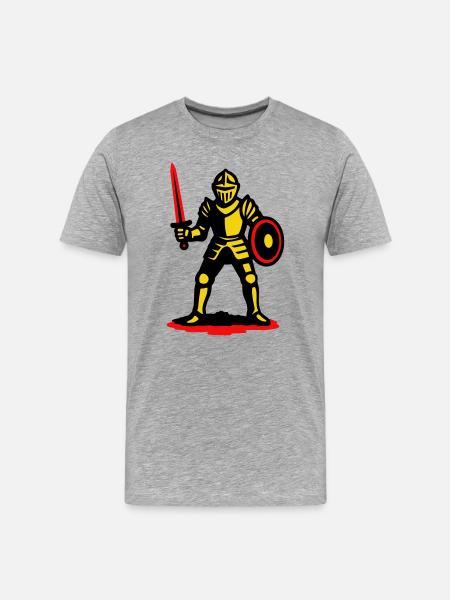 Yellow Knight with Red Sword - Men's Premium Organic T-Shirt - heather grey