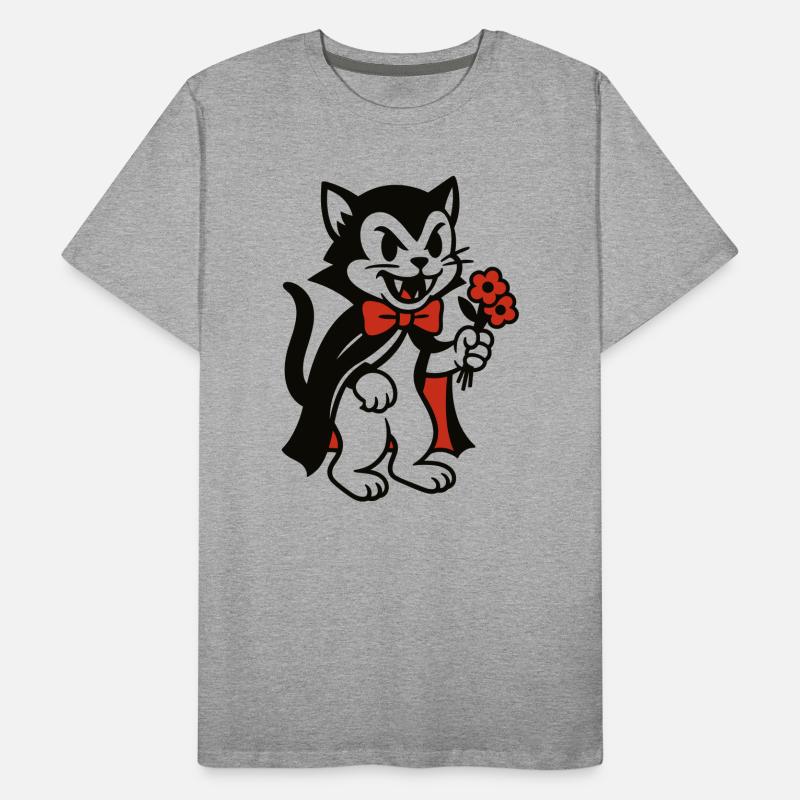 Dracula Kater mit Blumenstrauss Männer Premium Bio T-Shirt