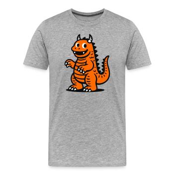 Dragon de dessin animé - T-shirt bio Premium Homme - gris chiné - Devant - Damien (186cm)