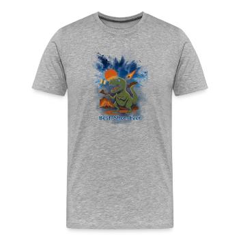 Dinosaure Météorite Volcan - T-shirt bio Premium Homme - gris chiné - Devant - Damien (186cm)