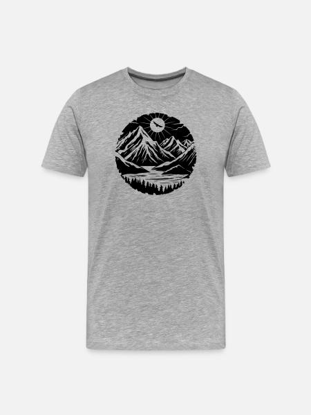 Mountain Landscape Silhouette - Men's Premium Organic T-Shirt - heather grey