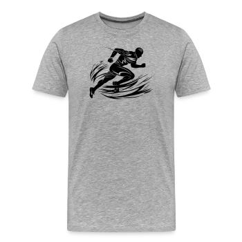 Sprinter in Bewegung - Männer Premium Bio T-Shirt - Grau meliert - Vorne - Damien (186cm)