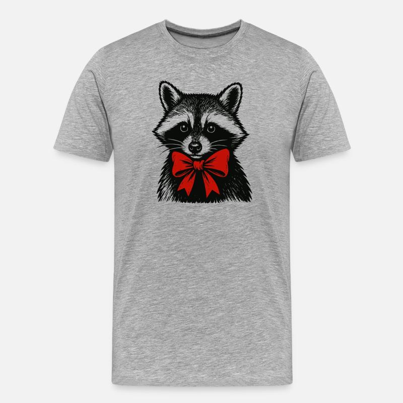 Weihnachts Waschbär mit Schleife - Männer Premium Bio T-Shirt - Grau meliert