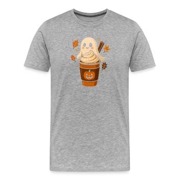 Geisterkaffee Halloween Becher - Männer Premium Bio T-Shirt - Grau meliert - Vorne - Damien (186cm)