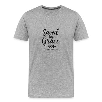 Gerettet durch Gnade Epheser Heilige Schrift - Männer Premium Bio T-Shirt - Grau meliert - Vorne - Damien (186cm)