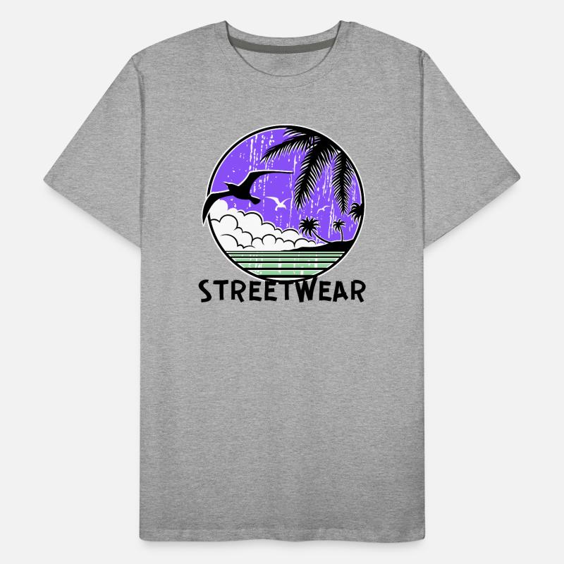 Purple Ocean Sunset Circle Men's Premium Organic T-Shirt